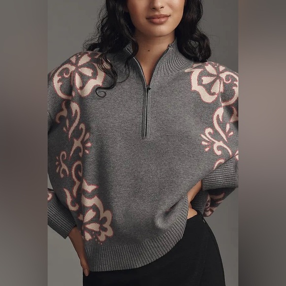 Maeve Sweaters - New Anthropologie The Montana Mock-Neck Half-Zip Sweater by Maeve Size S